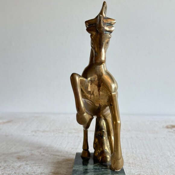 Vintage Brass Unicorn Standing on Stone Base - Picture 3 of 10